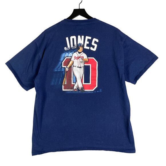 Atlanta Braves Chipper Jones Majestic Shirt MLB Blue Mens‎ Size XL Vintage - Picture 1 of 11